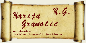 Marija Granolić vizit kartica